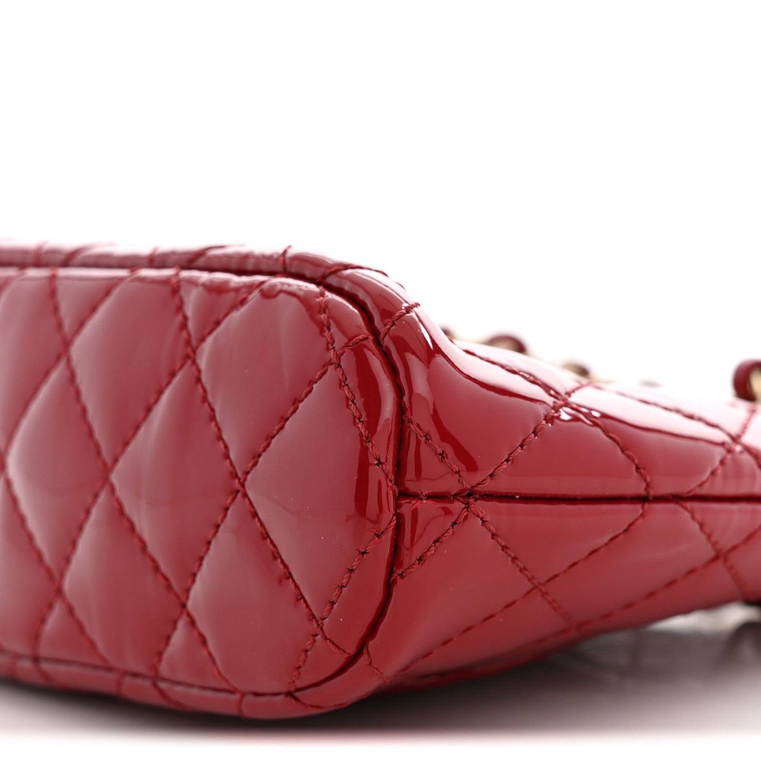 Chanel Patent Calfskin Quilted Shiny Coco Clutch With Chain Red 9 of 10