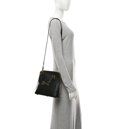 Gucci Boarded Plutone Calfskin Small Horsebit 1955 Top Handle Bag Black 2 of 11