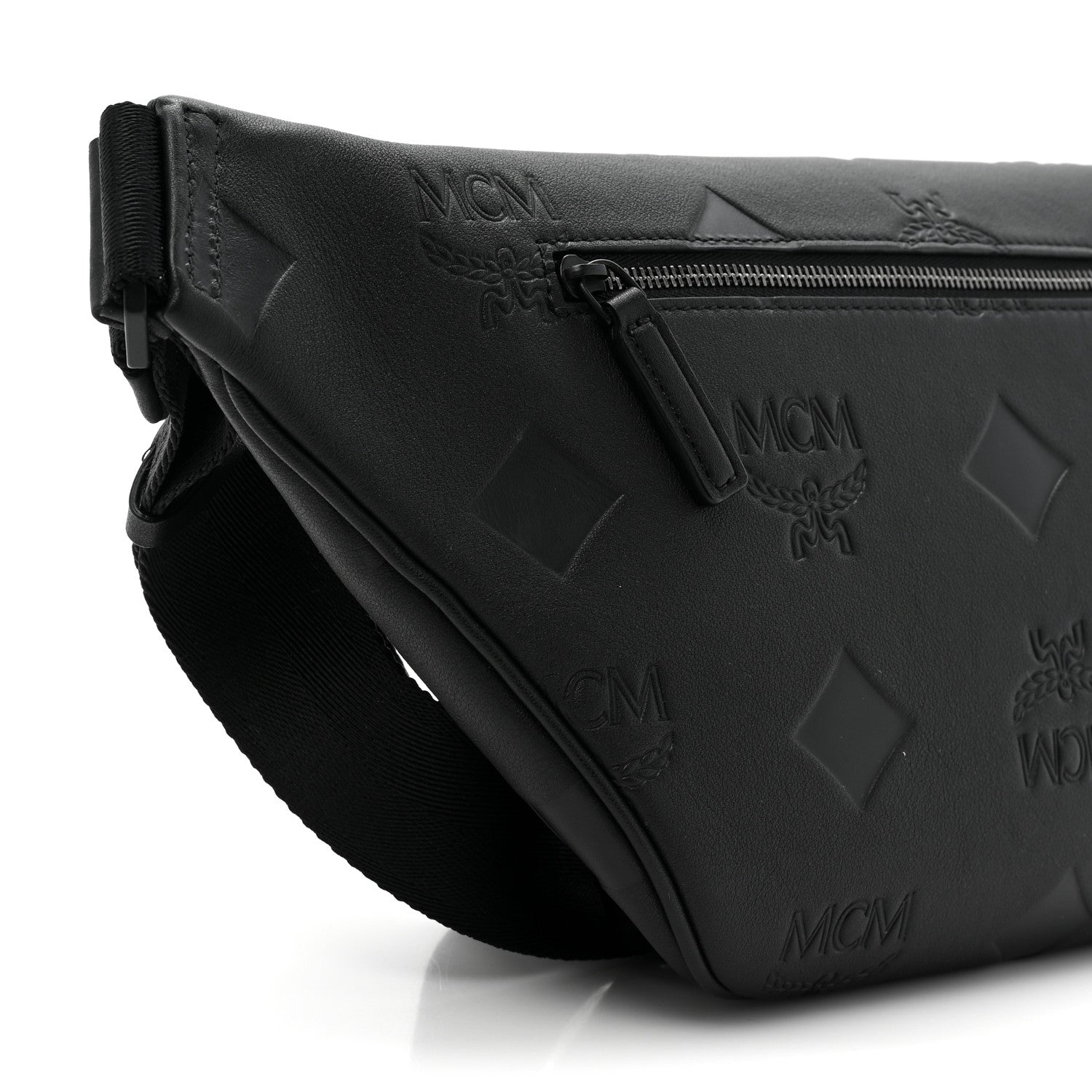 MCM Calfskin Maxi Monogram Fursten Belt Bag Black 10 of 10