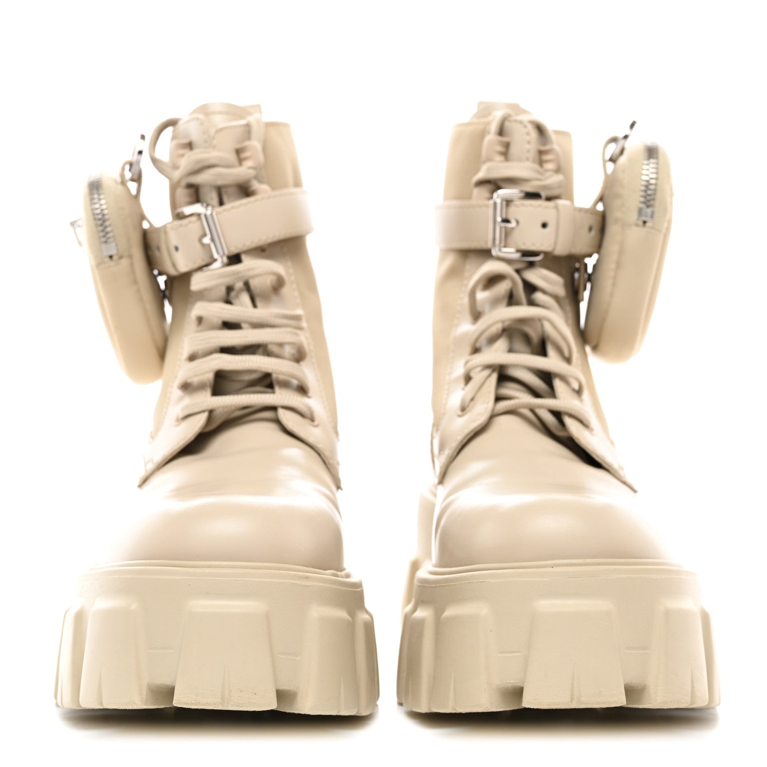 Prada Spazzolato Rois Re-Nylon Metal Triangle Logo Monolith Pouch Pocket 55mm Boots 36 Deserto 2 of 9