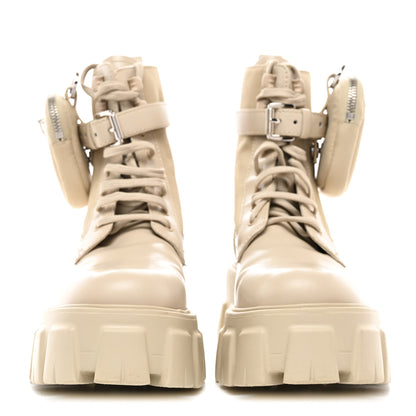 Prada Spazzolato Rois Re-Nylon Metal Triangle Logo Monolith Pouch Pocket 55mm Boots 36 Deserto 2 of 9