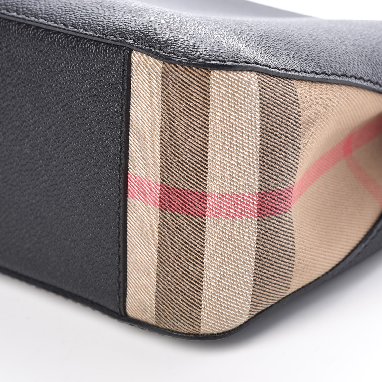 Burberry Soft Grain Calfskin House Check Small Helmsley Crossbody Black 9 of 10
