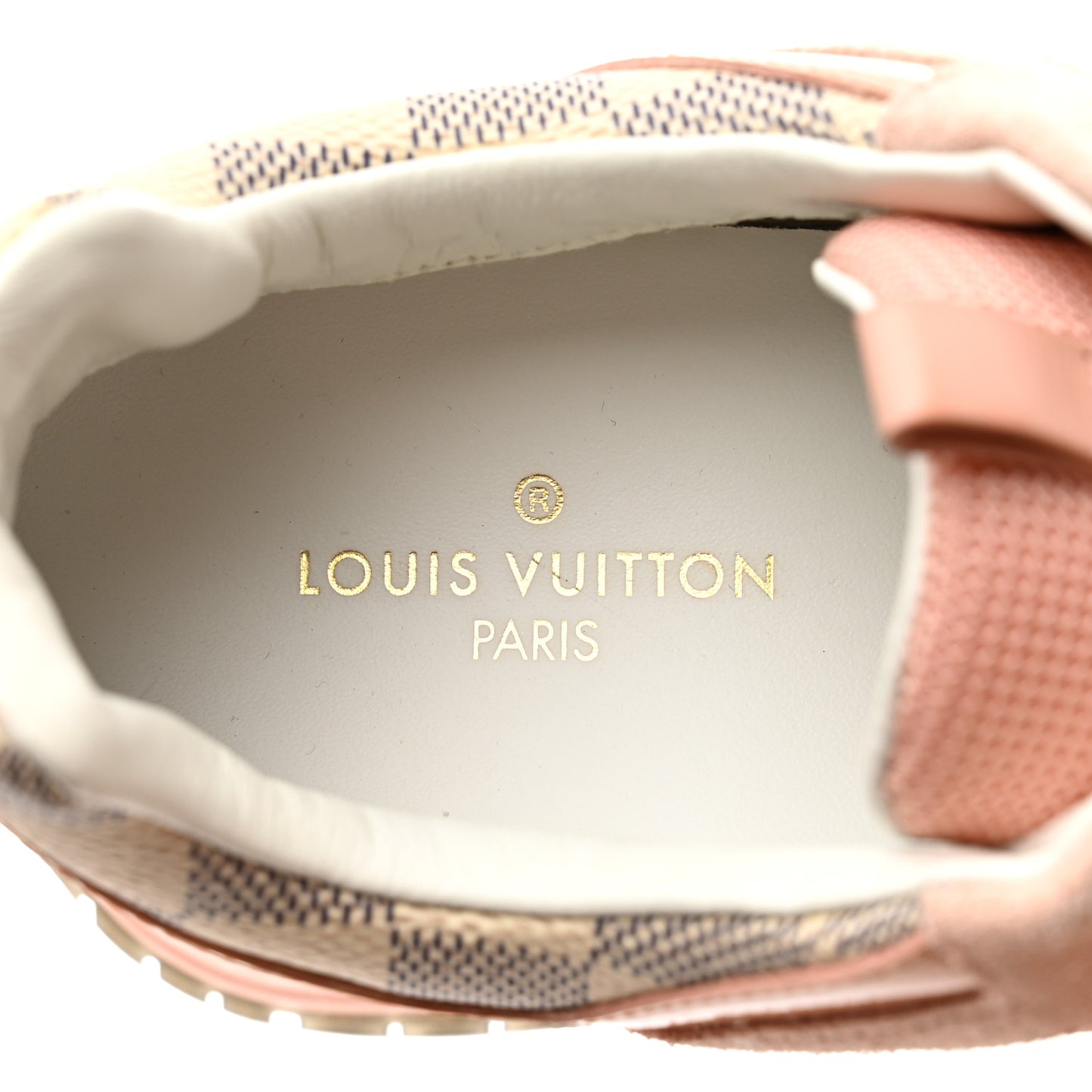 Suede Damier Azur Run Away Sneakers 36.5 Pink