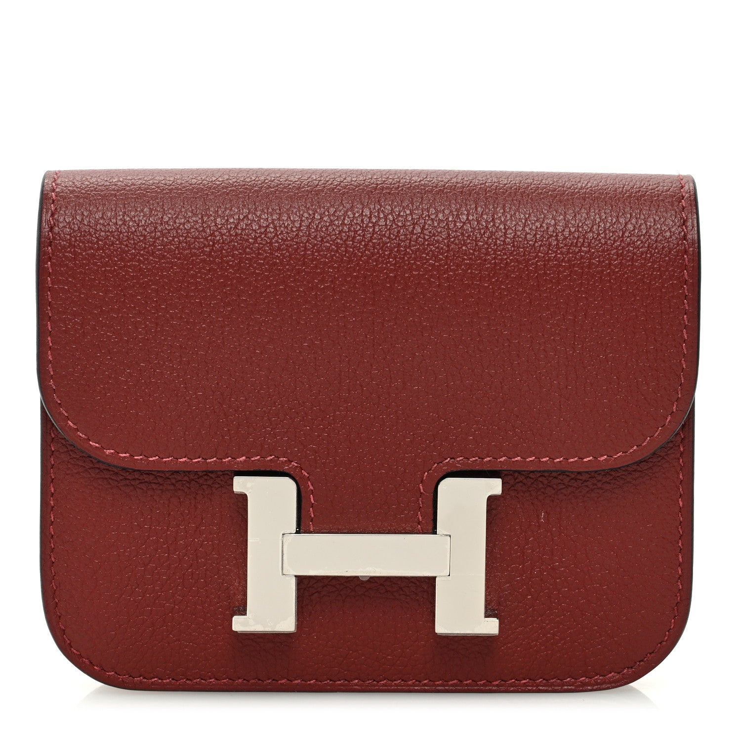 Hermes Evercolor Bi-Color Constance Slim Wallet Rouge H Rose Azalee 1 of 9