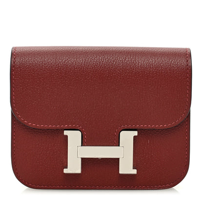 Hermes Evercolor Bi-Color Constance Slim Wallet Rouge H Rose Azalee 1 of 9