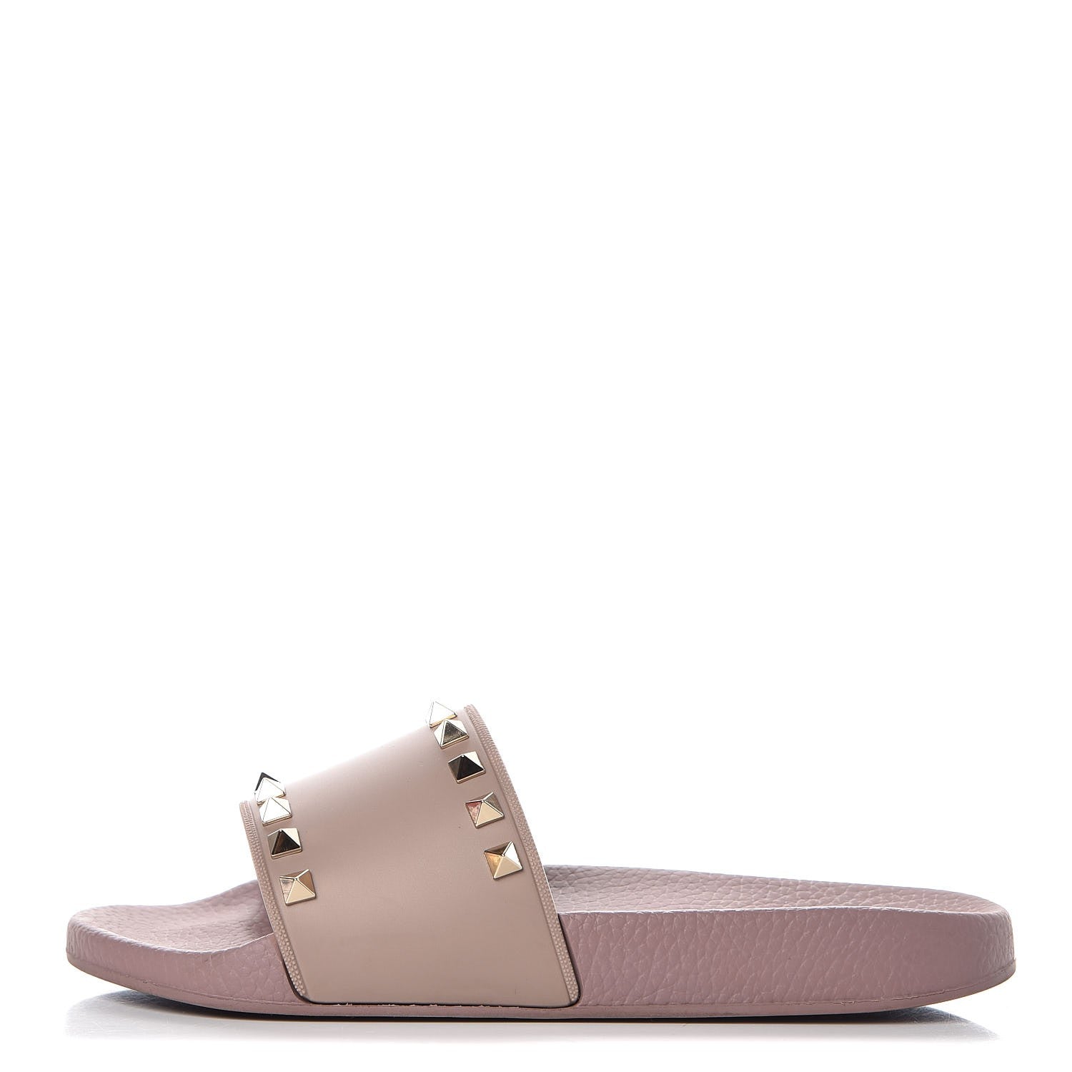 Valentino Garavani Rubber Rockstud Slide Sandals 38 Poudre 1 of 9