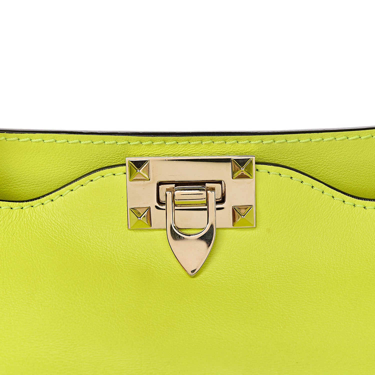 Valentino Garavani Vitello Medium Rockstud Tote Yellow Fluo 11 of 11