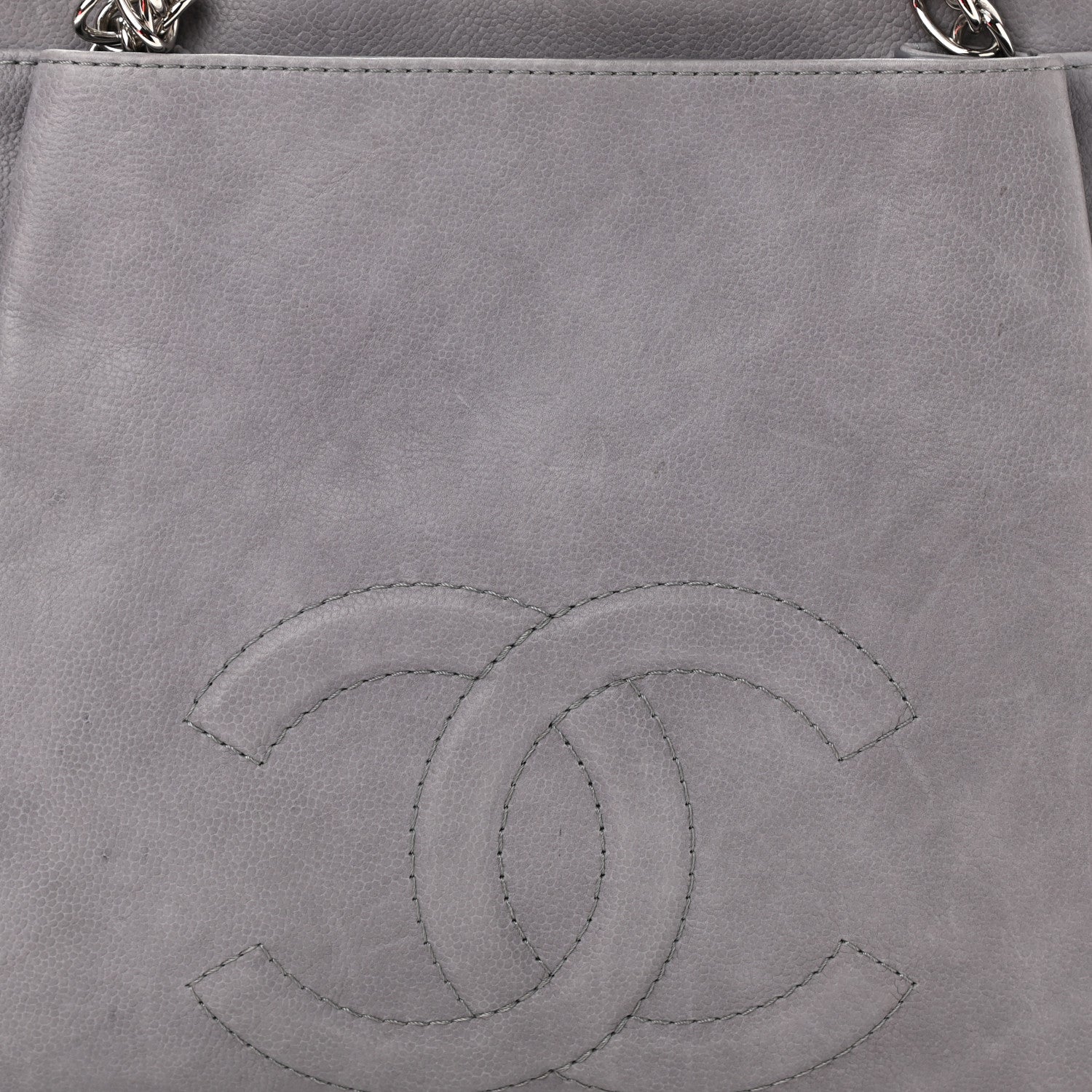 Chanel Caviar Large CC Tuck Tote Grey 8 of 10