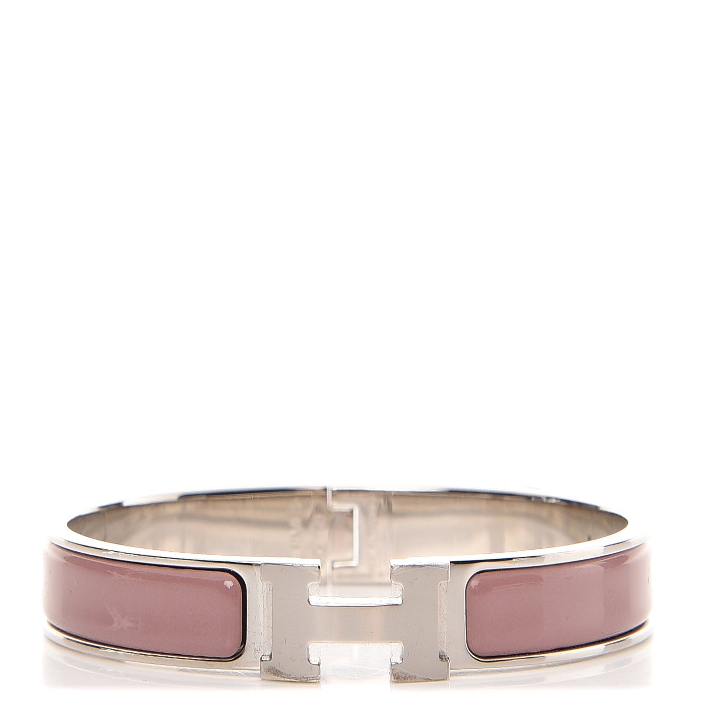 Enamel Narrow Clic Clac H Bracelet PM Bois De Rose
