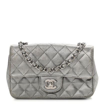 Chanel Metallic Calfskin Quilted Pixel Effect Mini Rectangular Flap Dark Silver 1 of 16