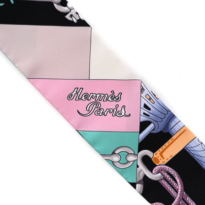 Hermes Silk Cliquetis Twilly Black Rose Menthol 2 of 4