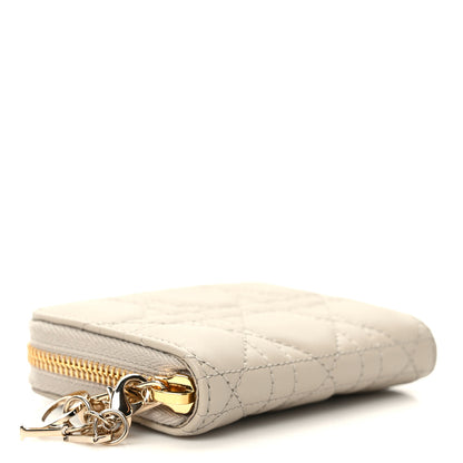Christian Dior Lambskin Cannage Small Lady Dior Voyageur Coin Purse Beige 4 of 7