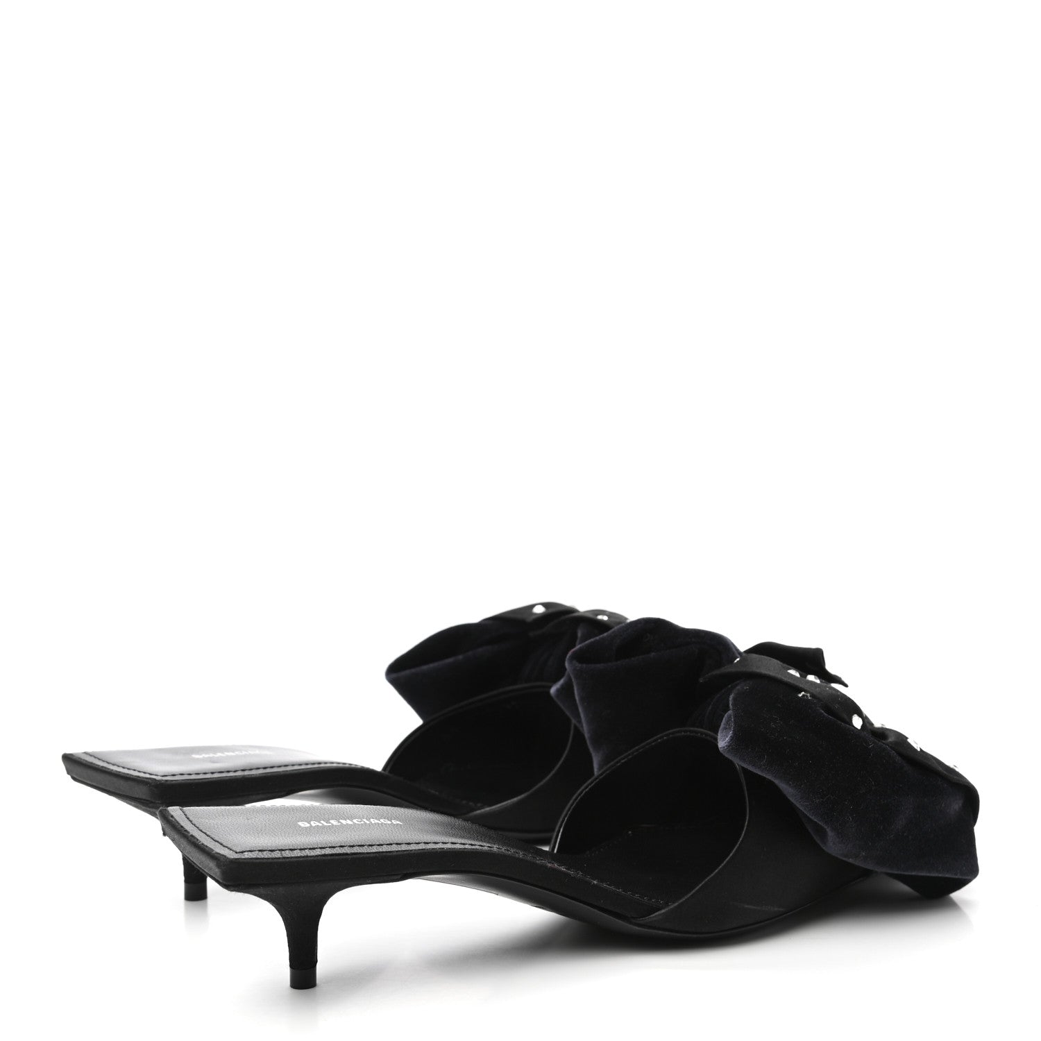 Balenciaga Velvet Crystal Bow Mules 37 Black 4 of 9