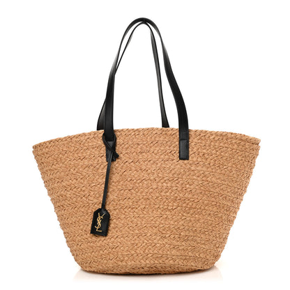 Saint Laurent Raffia Calfskin Medium Panier Tote 1 of 10