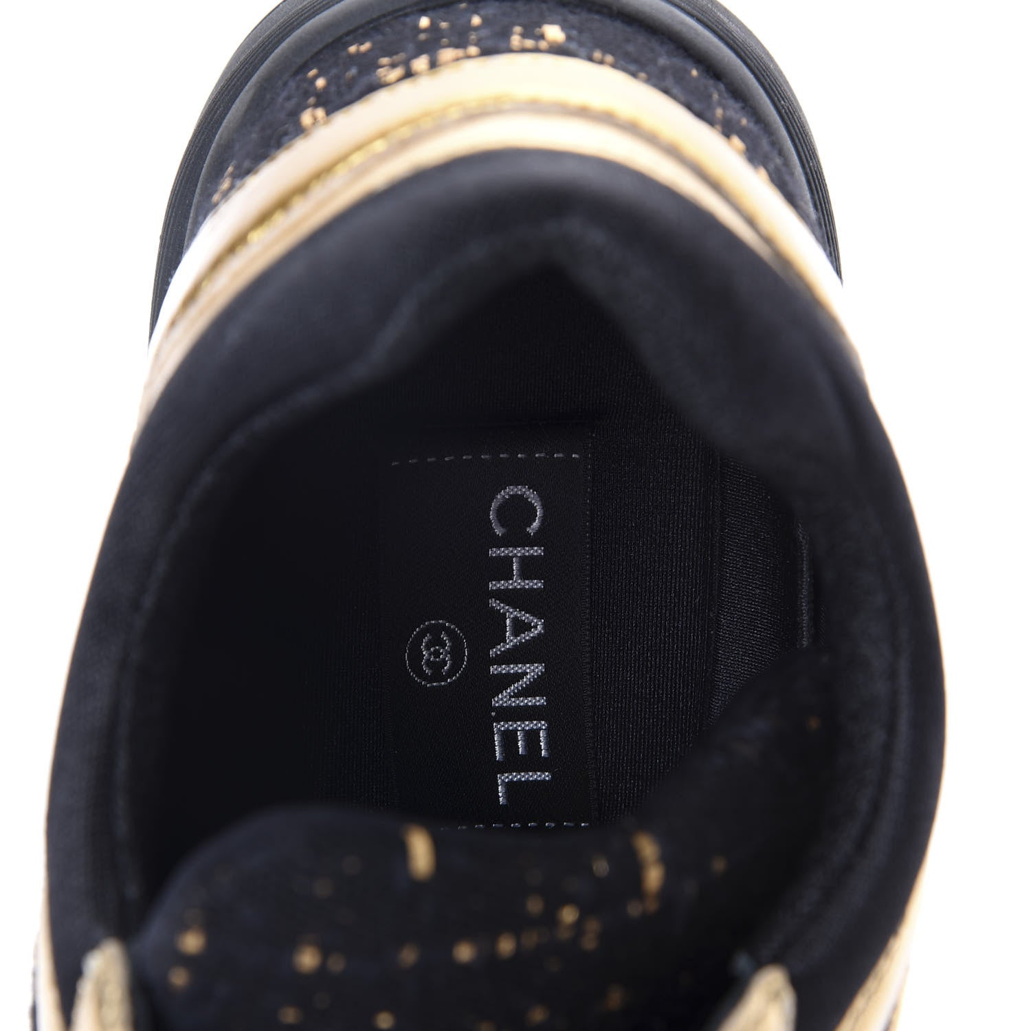 Chanel Suede Tweed CC Sneakers 41 Black Gold 5 of 6