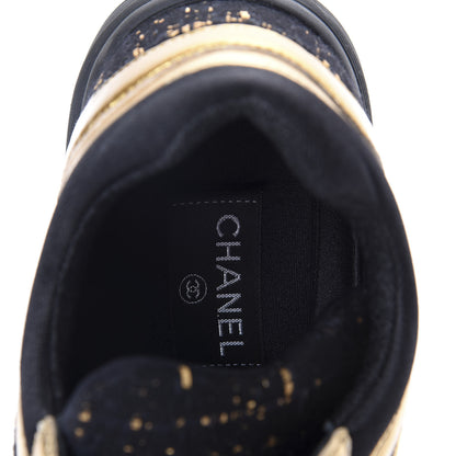 Chanel Suede Tweed CC Sneakers 41 Black Gold 5 of 6