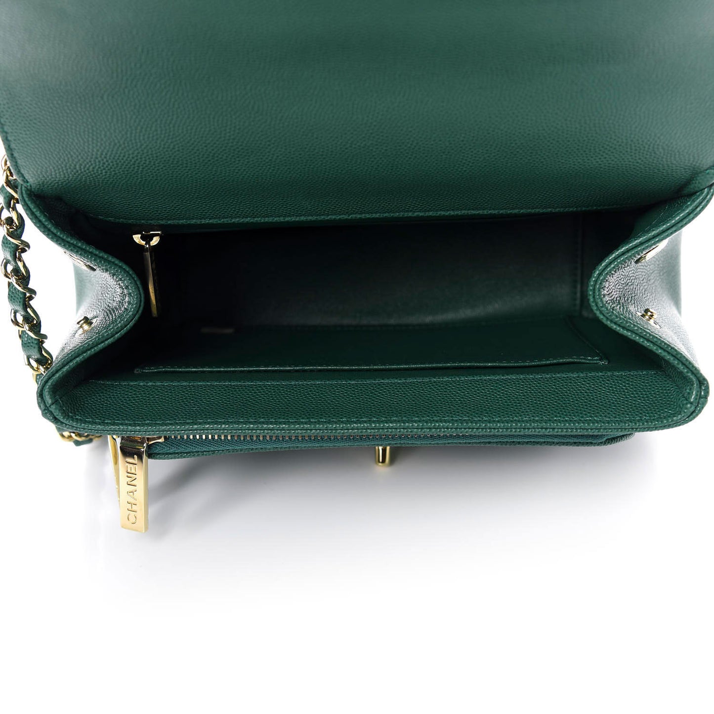 Caviar Quilted Medium Business Affinity Flap Green