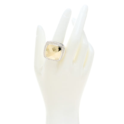 David Yurman Sterling Silver 18K Yellow Gold Diamond 20mm Albion Statement Ring 58 8.25 2 of 5