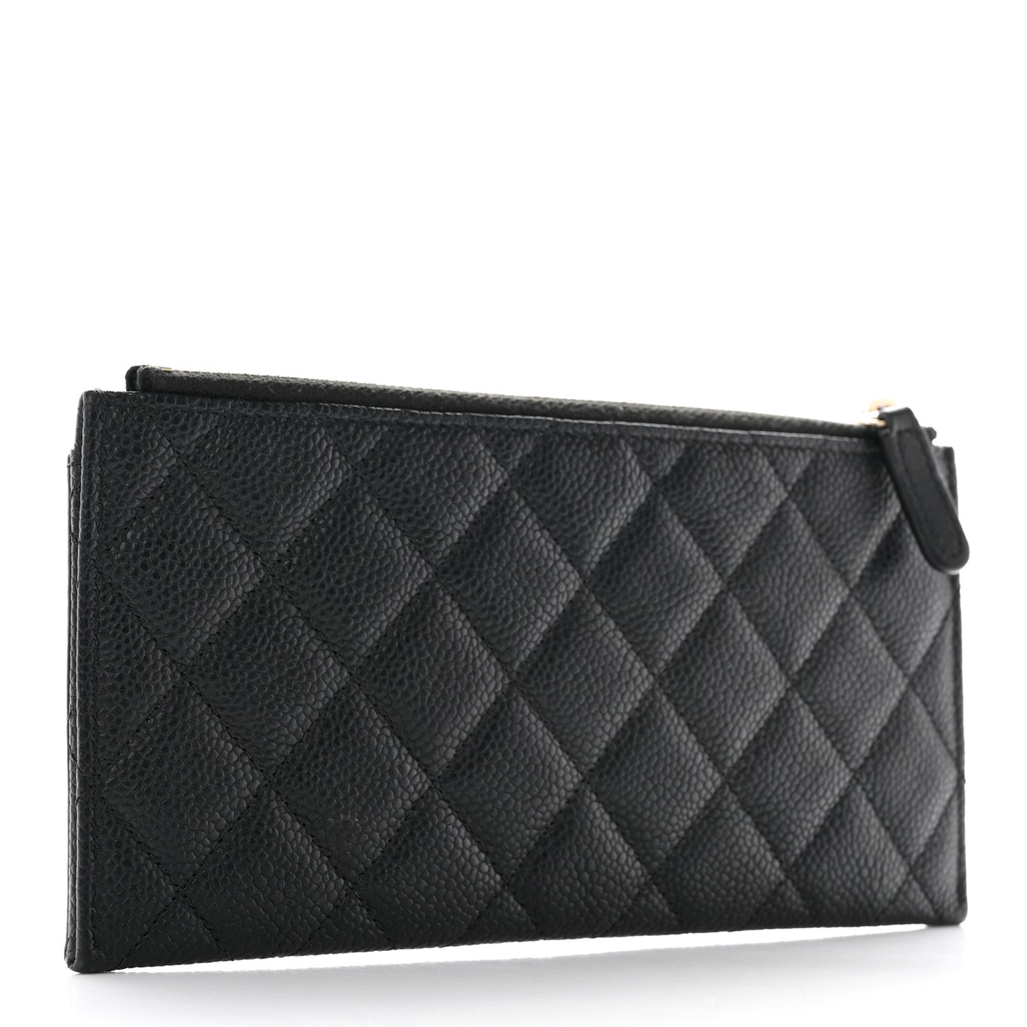 Caviar Quilted Filigree Zip Pouch Black