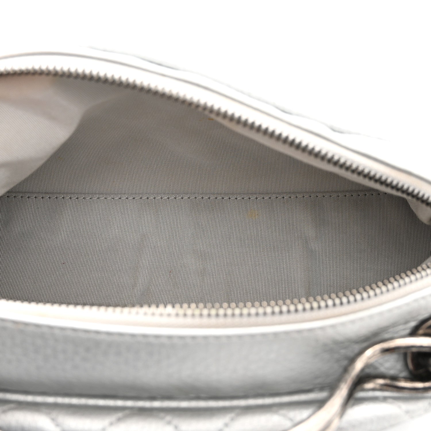 Chanel Metallic Calfskin Quilted Mini Bowling Bag Silver 5 of 10
