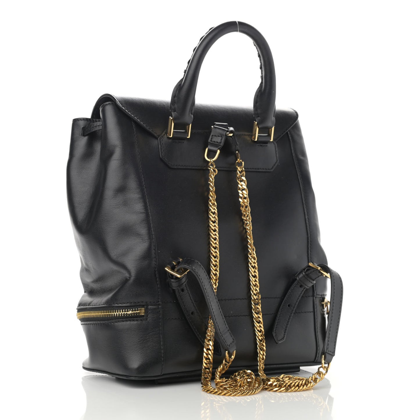 Calfskin Small Chain Strap Backpack Black