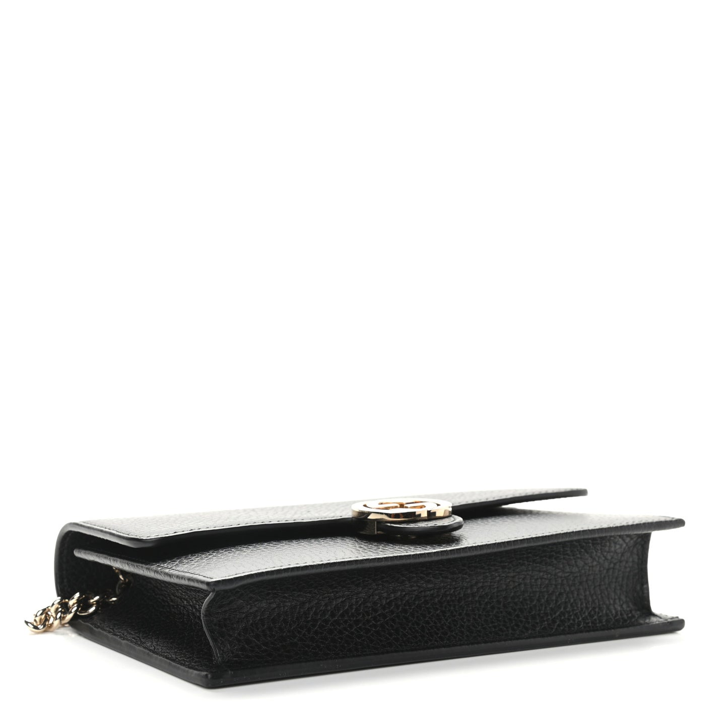 Dollar Calfskin Interlocking G Chain Wallet Black