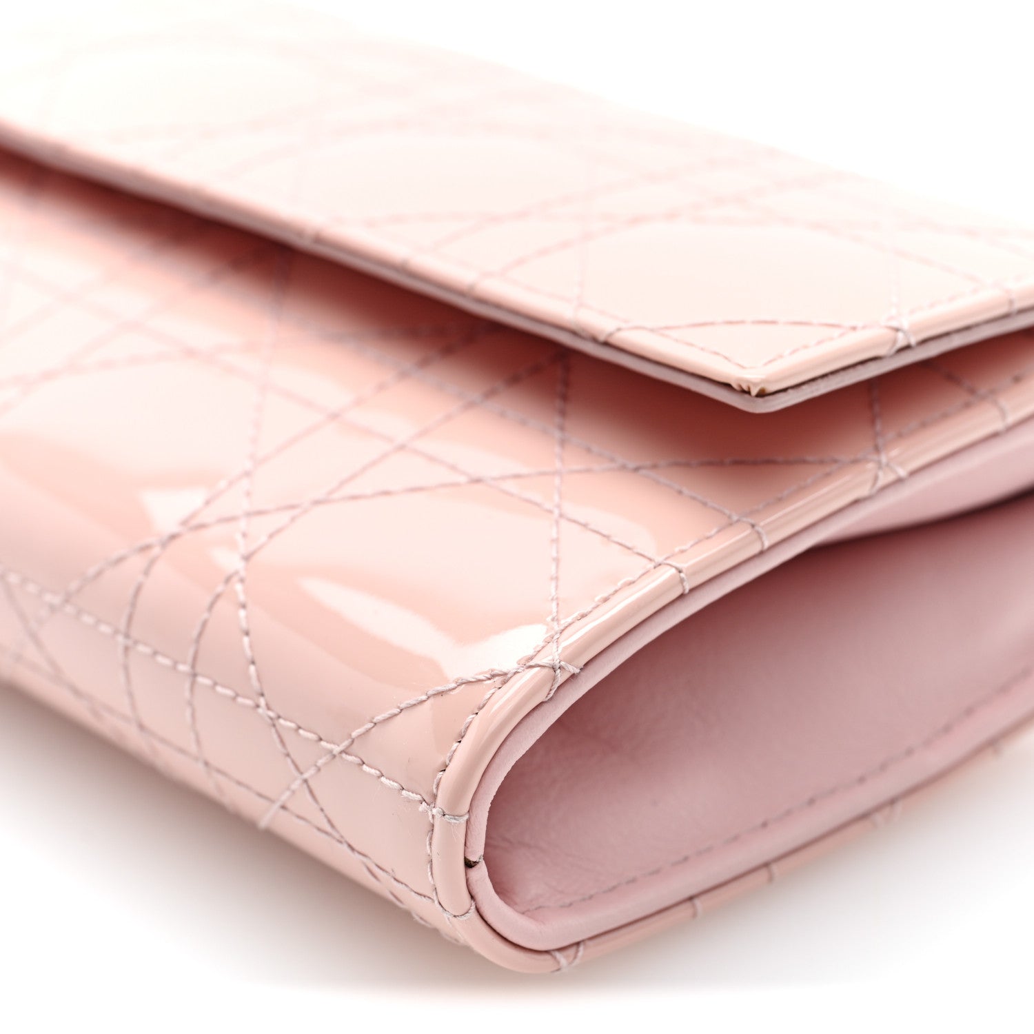 Christian Dior Patent Cannage Lady Dior Rendezvous Wallet On Chain Rose 9 of 9