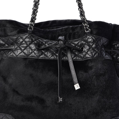 Chanel Pony Hair Quilted Drawstring Tote Black 10 of 10