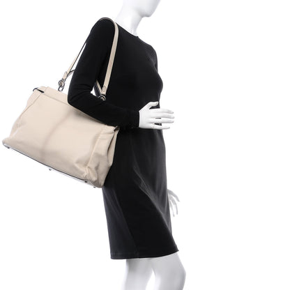 Fendi Goatskin Elaphe Large Peekaboo Iconic Satchel Latte Natural 2 of 13