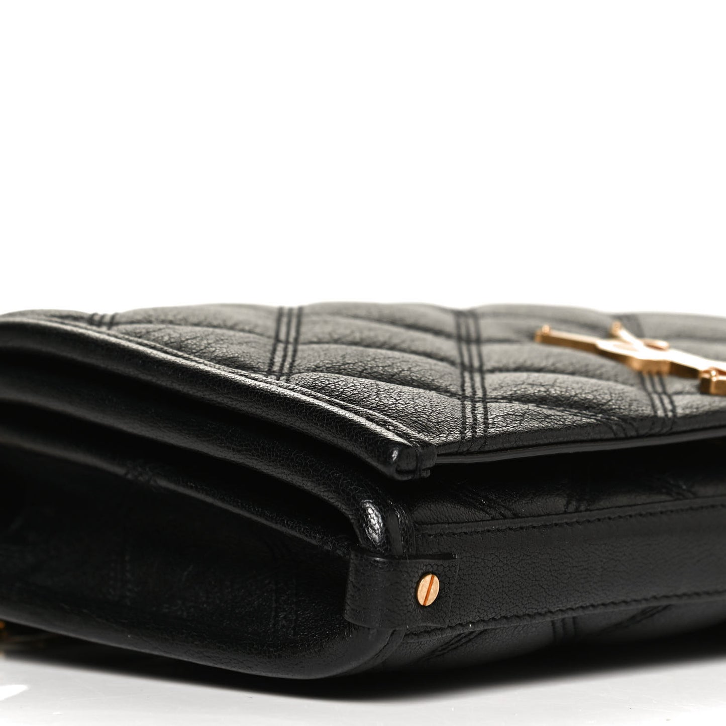 Lambskin Diamond Quilted Becky Chain Wallet Black