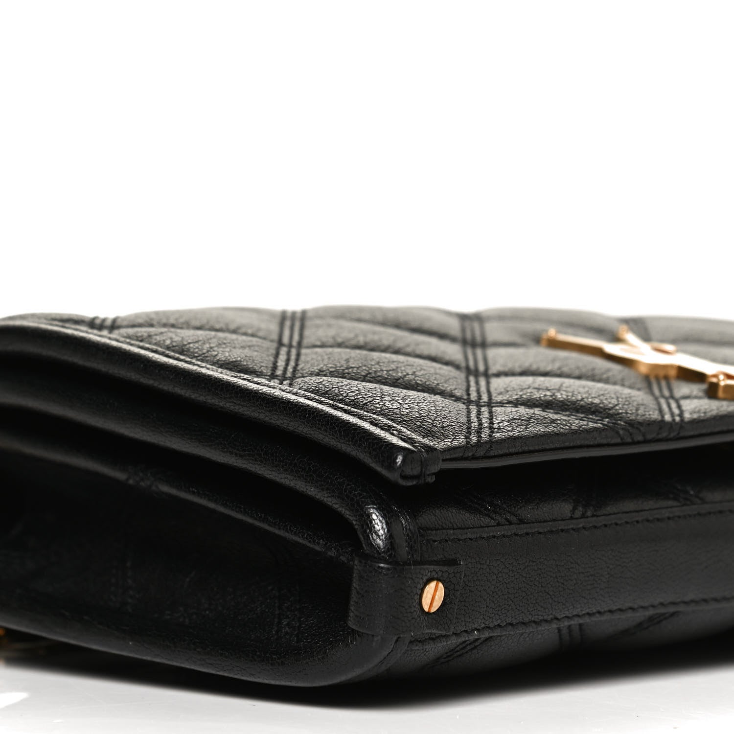 Saint Laurent Lambskin Diamond Quilted Becky Chain Wallet Black 9 of 13