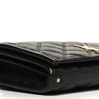 Saint Laurent Lambskin Diamond Quilted Becky Chain Wallet Black 9 of 13
