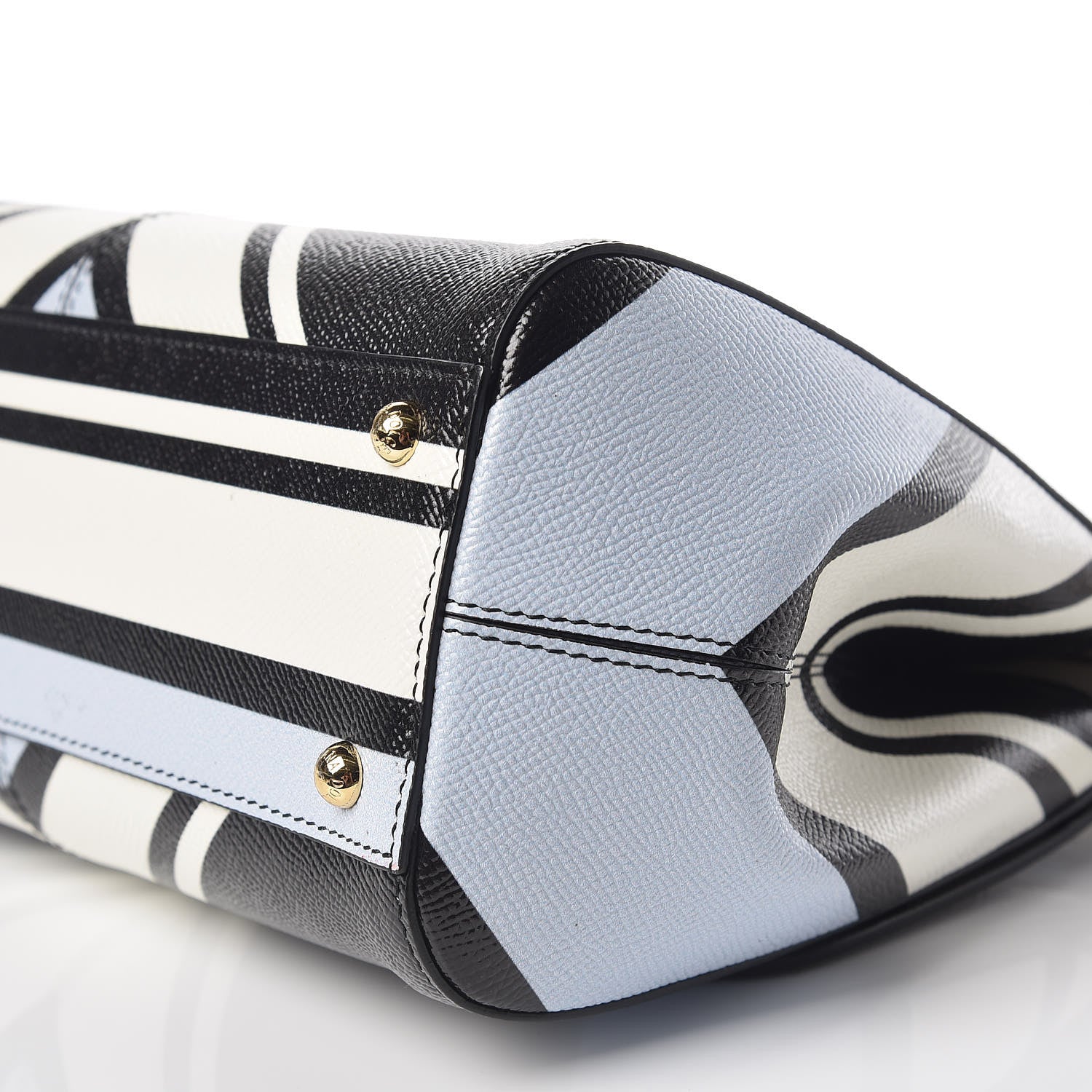 Dolce & Gabbana Dauphine Geo Striped Medium Miss Sicily Satchel White Blue Black 7 of 8