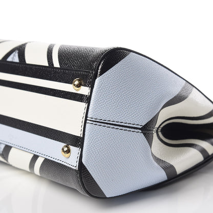 Dolce & Gabbana Dauphine Geo Striped Medium Miss Sicily Satchel White Blue Black 7 of 8