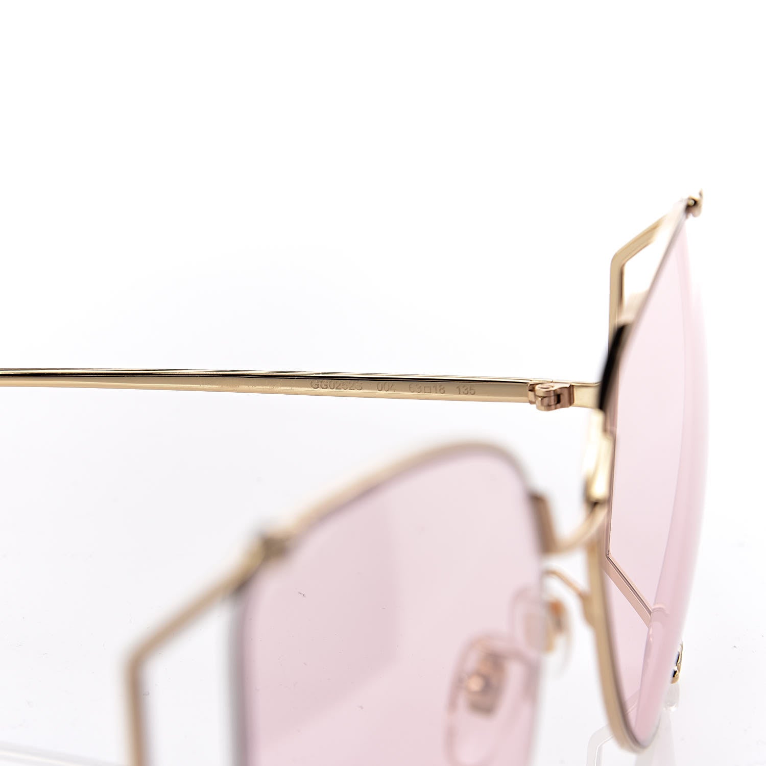 Gucci Metal Oversized Round Sunglasses GG0252S Gold Pink 6 of 9