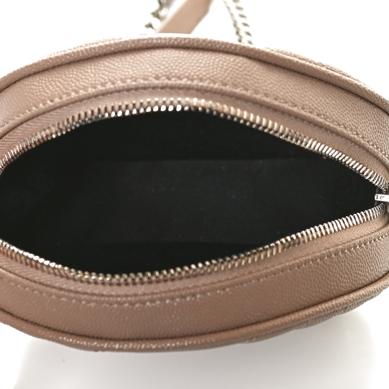 Saint Laurent Grain De Poudre Matelasse Chevron Quilted Round Vinyle Camera Bag Gold Sand 5 of 10