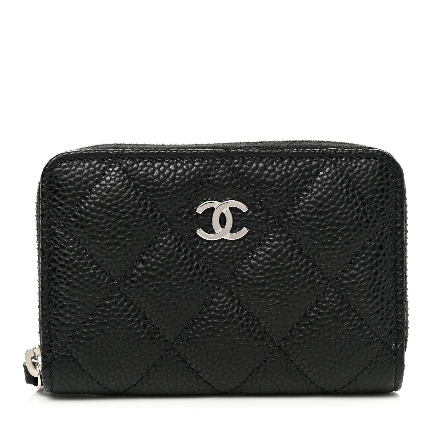 Caviar Quilted Zip Coin Purse Black
