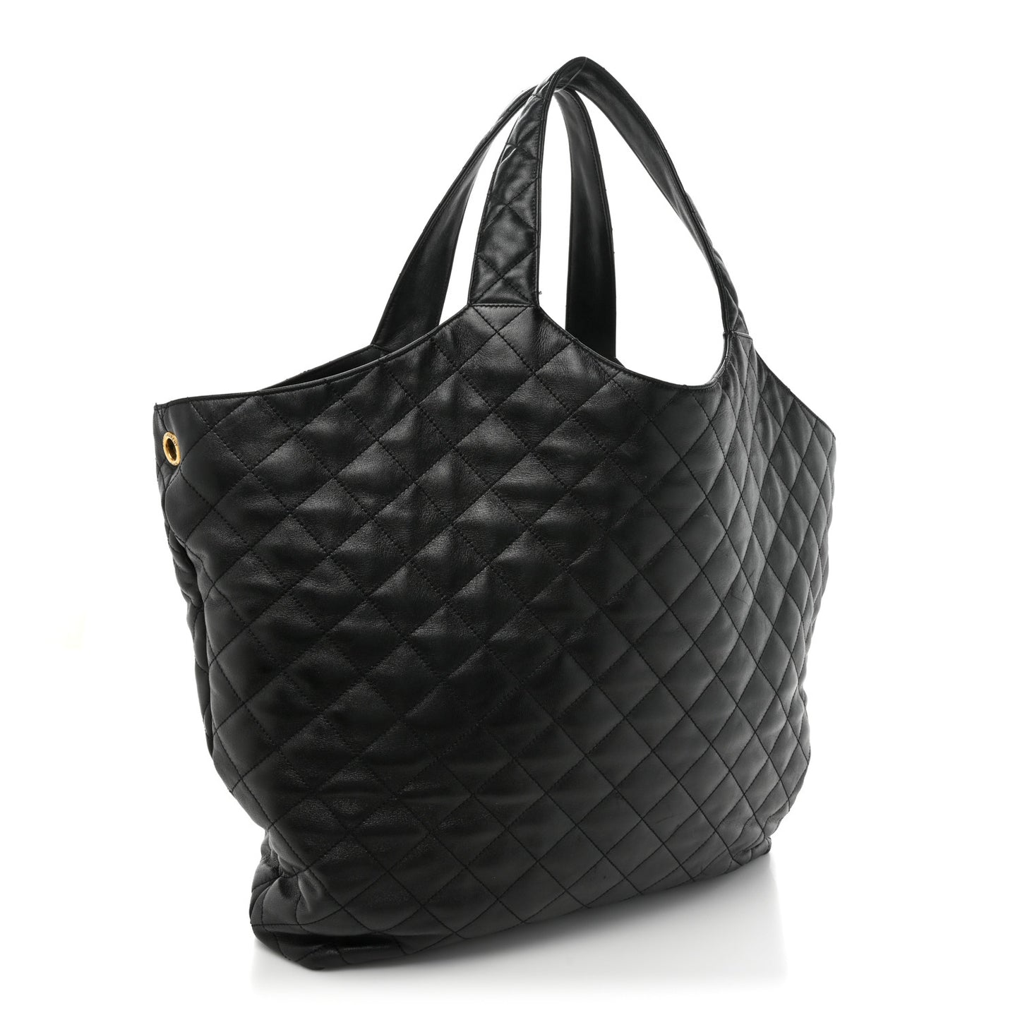 Lambskin Quilted Maxi Icare Shopping Tote Black