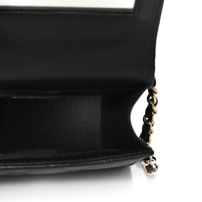 Chanel Lambskin Quilted Top Handle Flap Clutch With Chain Black 5 of 12