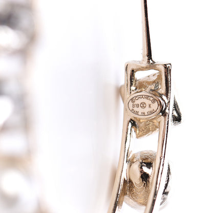 Chanel Glass Pearl Strass Snowfall Hoop Earrings Gold 4 of 5