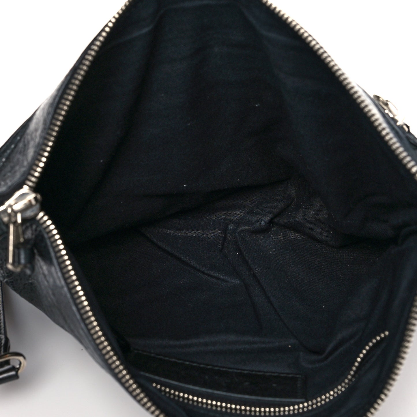 Chevre Giant 21 Silver Hardware Flat Handle Clutch Black