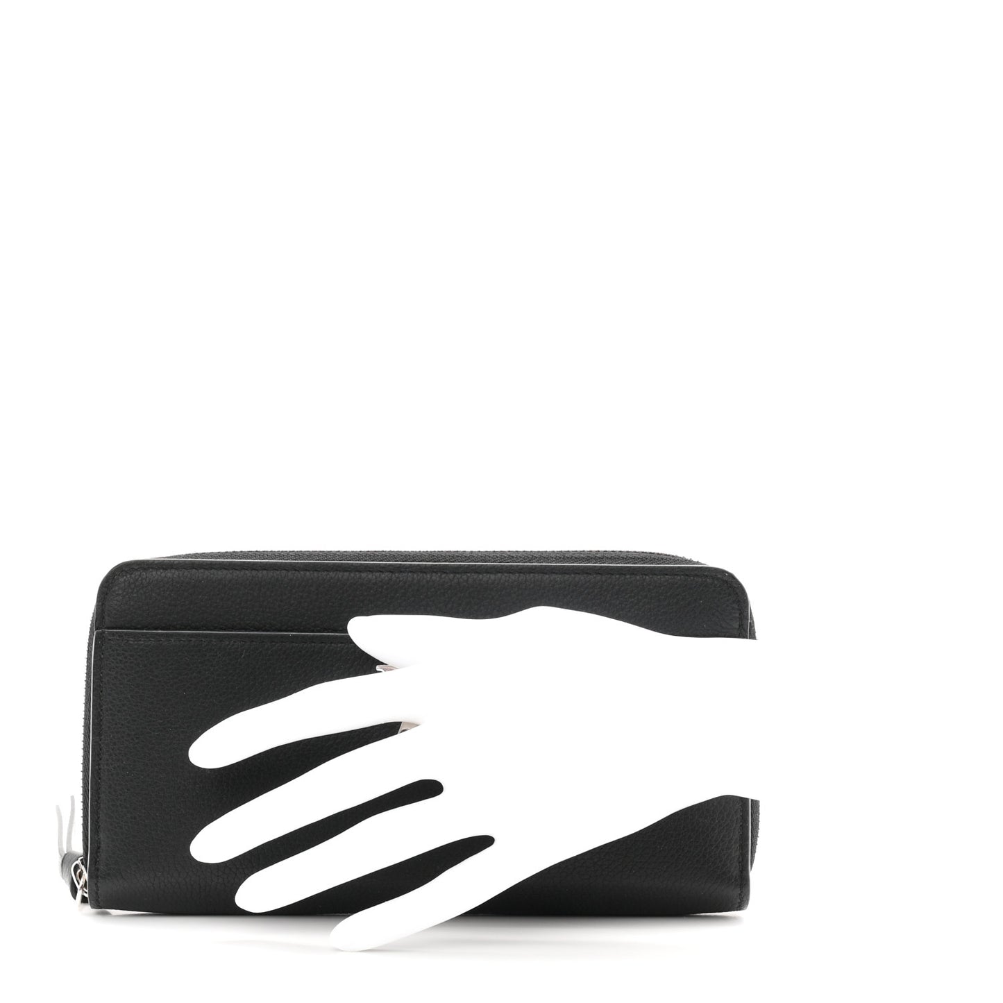 Calfskin Zippy Lockme Wallet Black