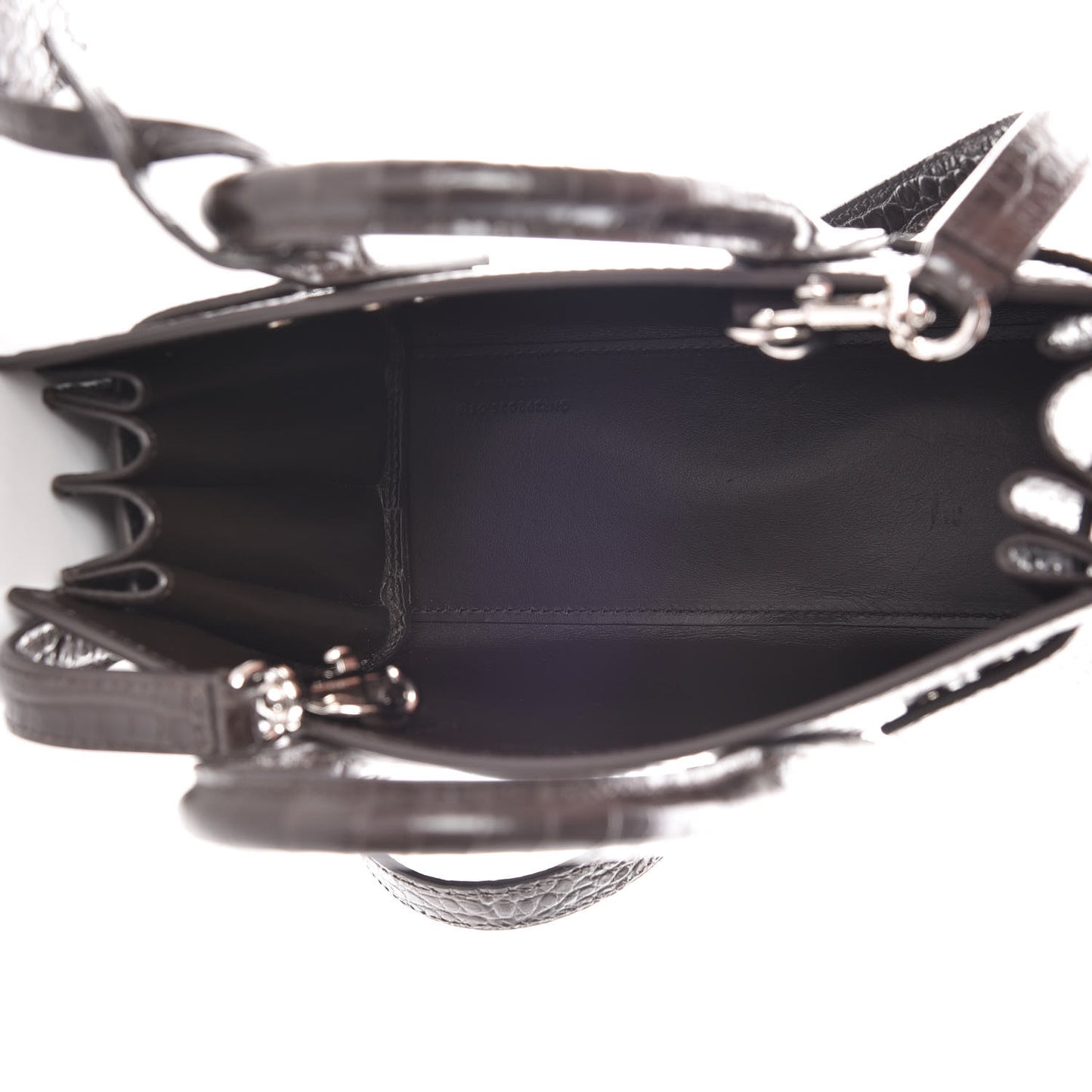 Calfskin Crocodile Embossed Nano Sac De Jour Dark Brown