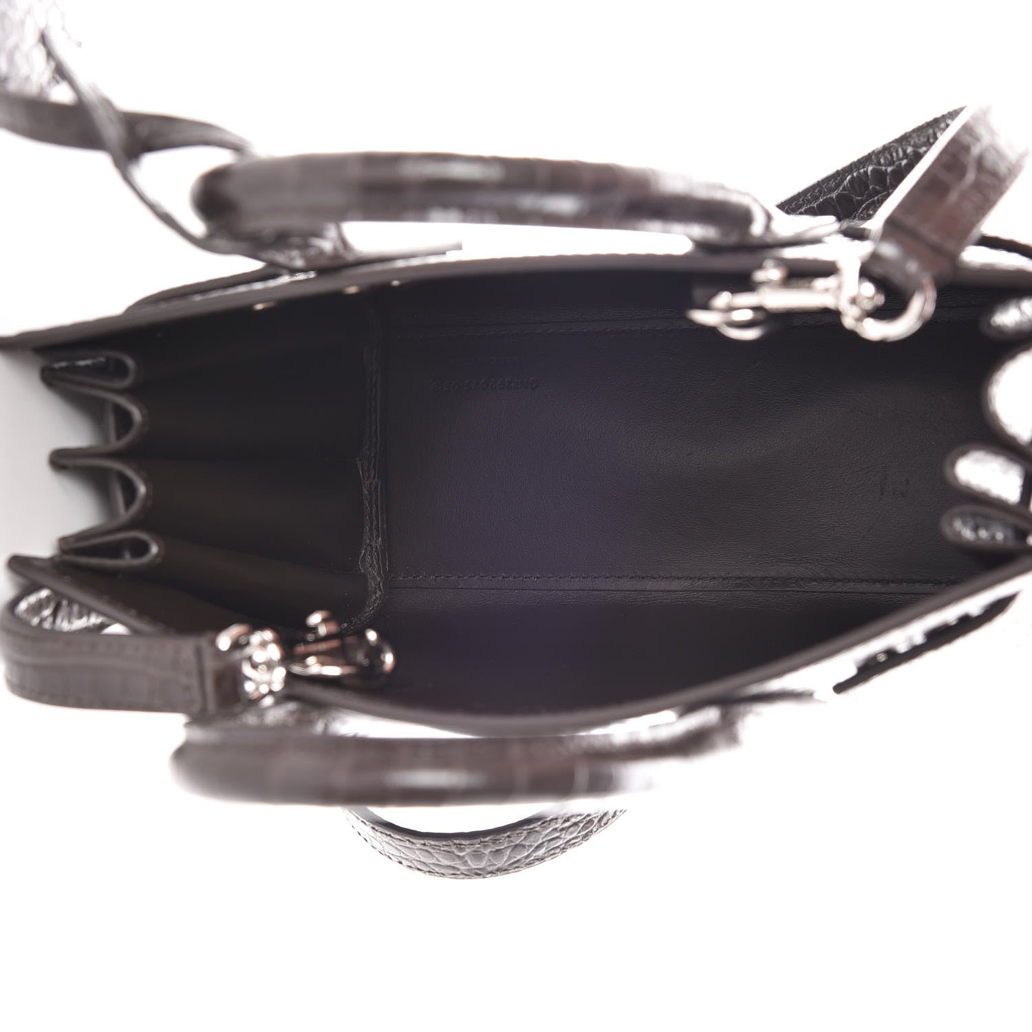 Saint Laurent Calfskin Crocodile Embossed Nano Sac De Jour Dark Brown 5 of 10