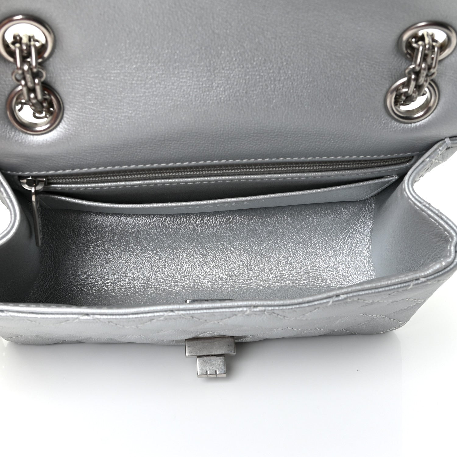 Chanel Metallic Grained Calfskin Quilted 2.55 Reissue Mini Flap Silver 5 of 11