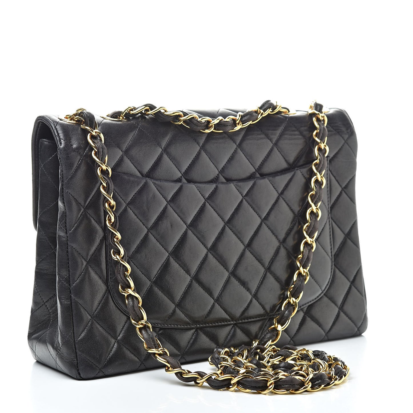 Lambskin Quilted XL Jumbo Single Flap Black