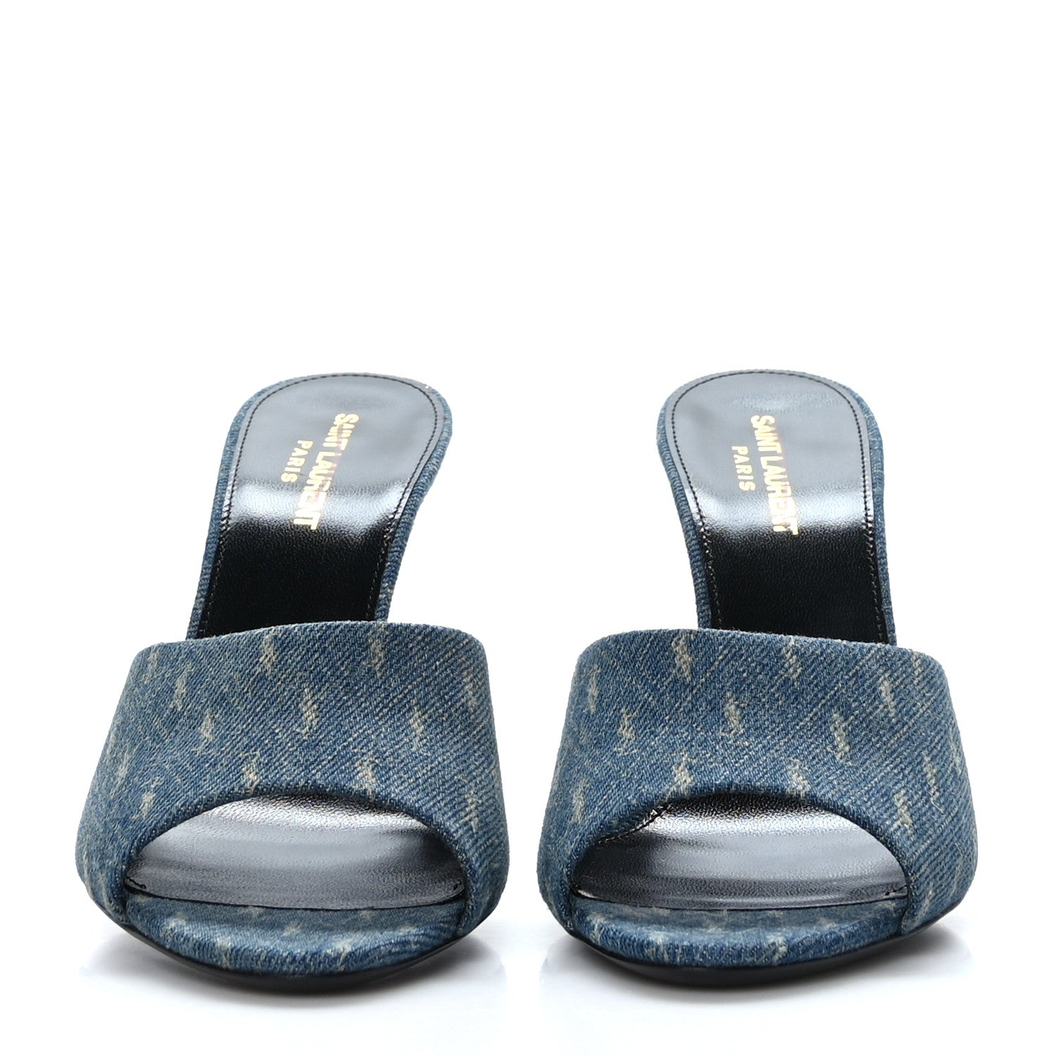 Saint Laurent Denim Monogram La 16 Mule Sandals 39 Blue Jeans 2 of 8