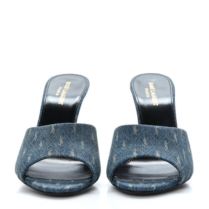 Saint Laurent Denim Monogram La 16 Mule Sandals 39 Blue Jeans 2 of 8