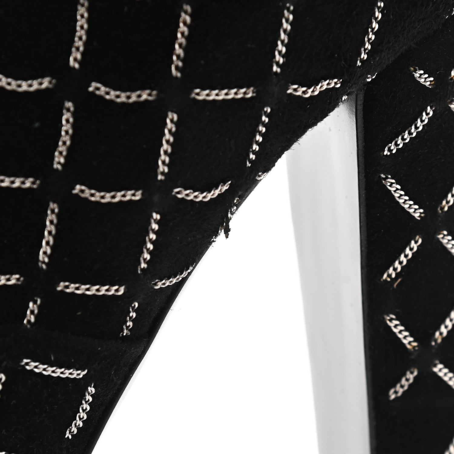 Chanel Kid Suede Chain Quilted Knee High Boots 36.5 Black 9 of 10