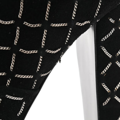 Chanel Kid Suede Chain Quilted Knee High Boots 36.5 Black 9 of 10